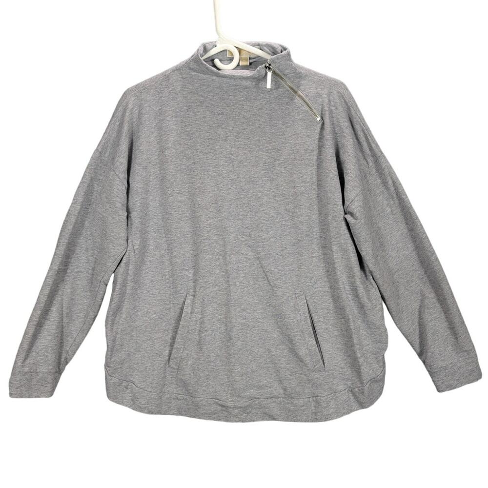 Michael Kors Pullover Womens Extra Large Gray Pocket Quarter Zip Mock Neck
